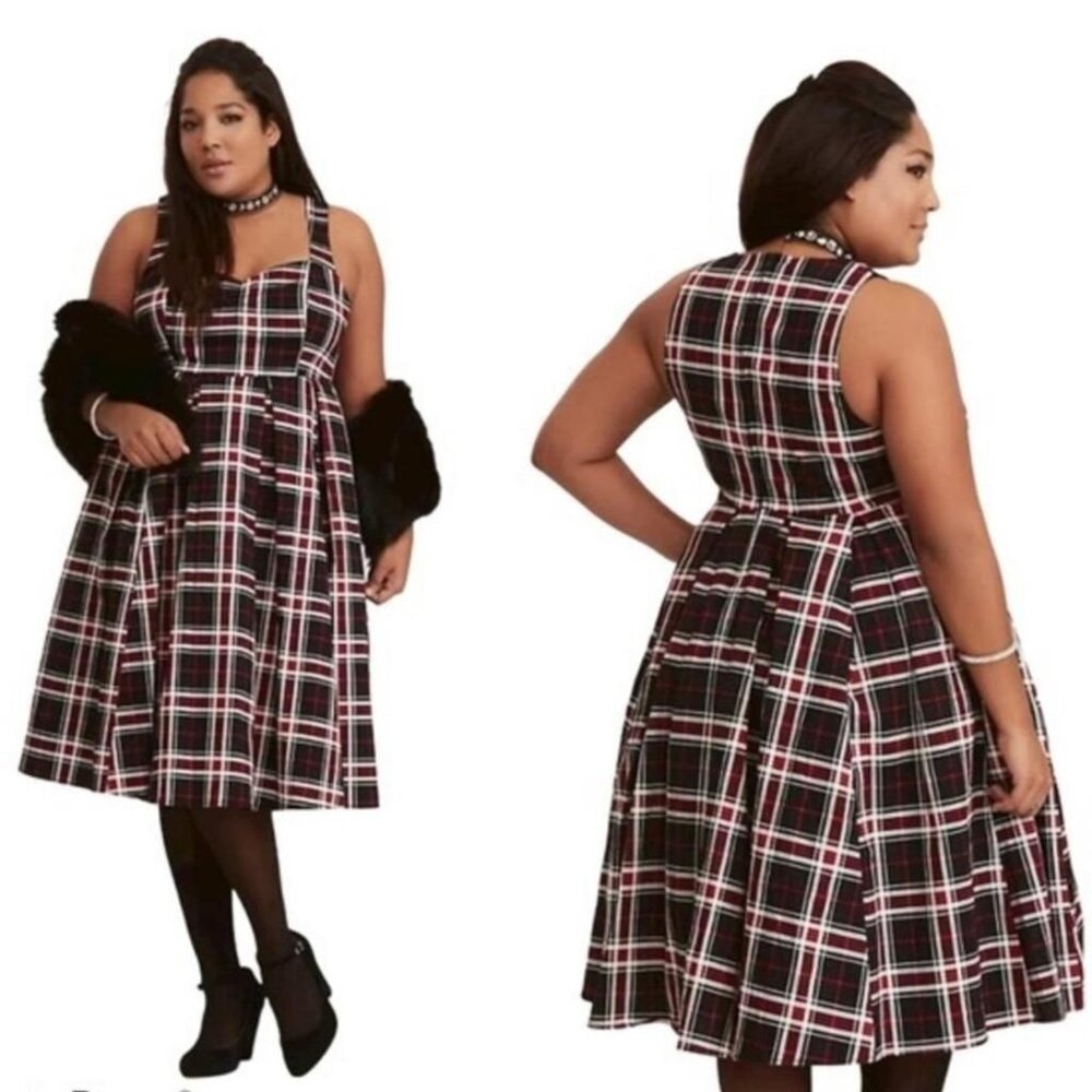 Torrid RetroChic Midi Swing Dress Plaid
